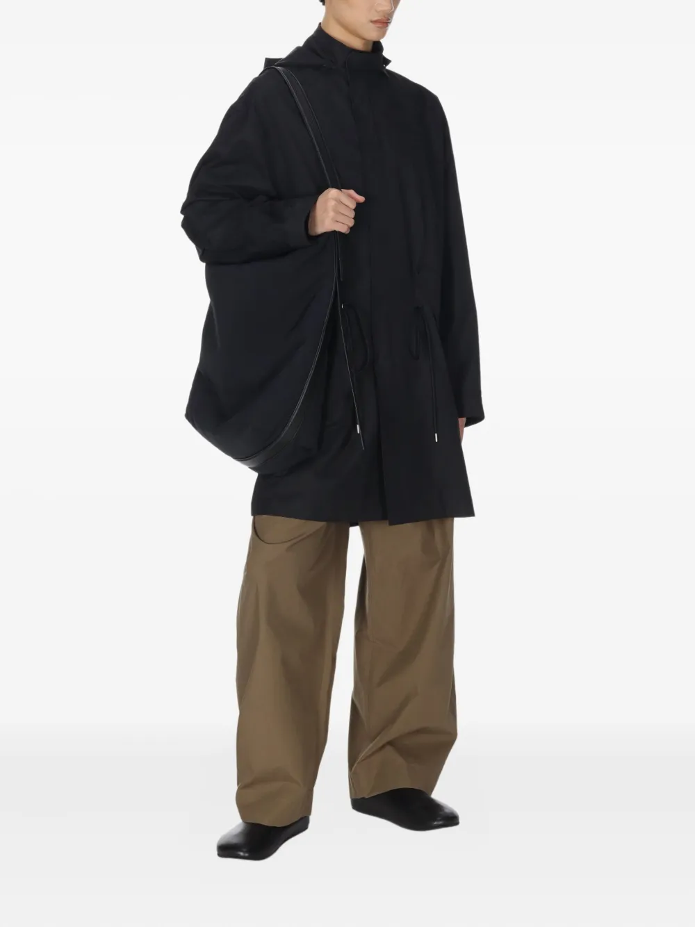  Studio Nicholson Mobi Hooded Drawstring Parka - Black 