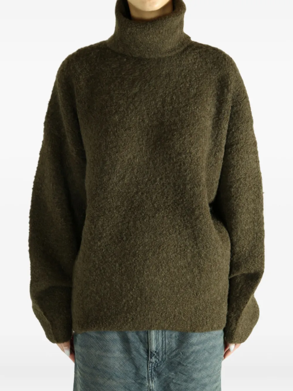 Totême High-neck Wool Sweater In Green