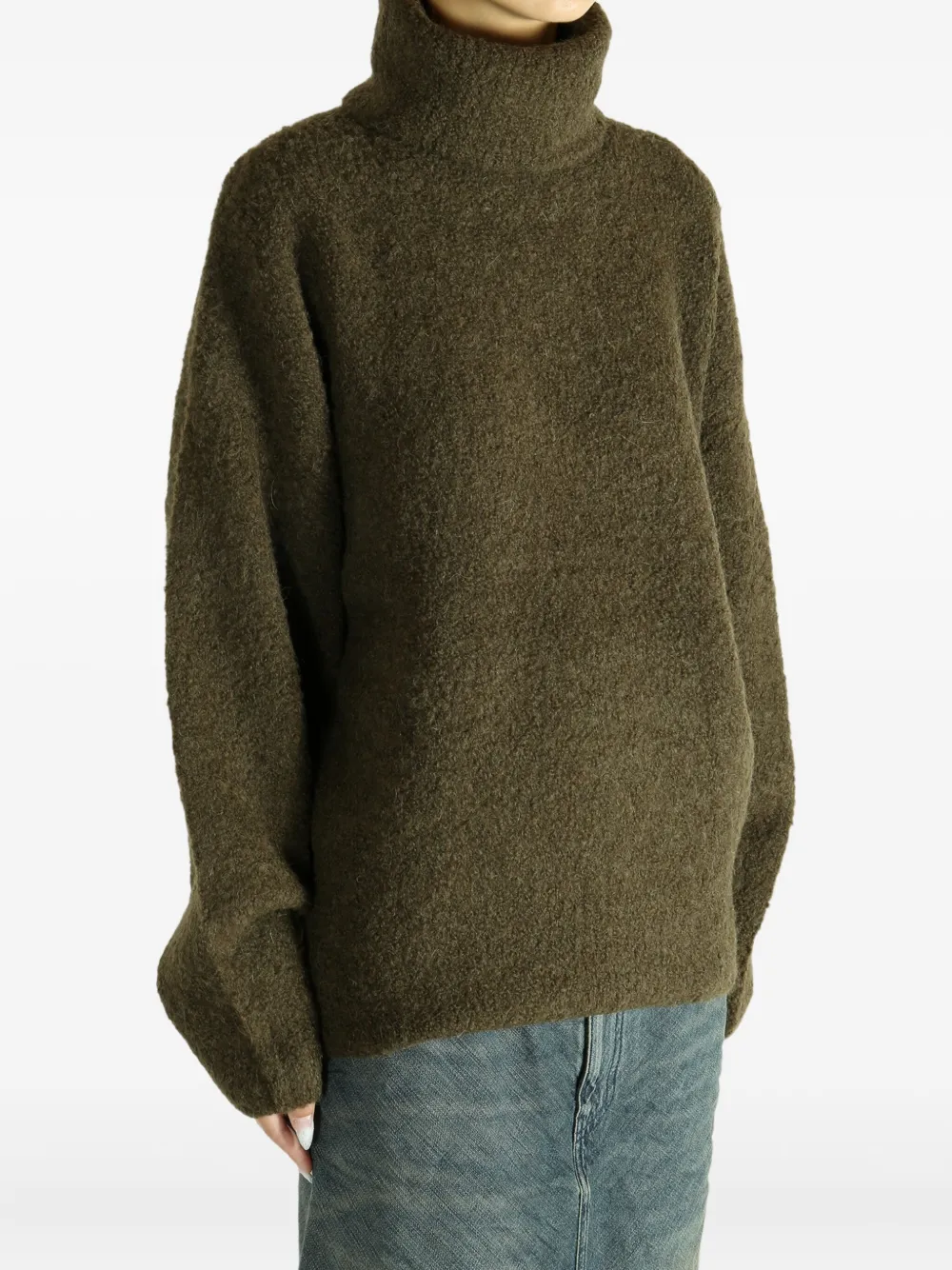 Totême High-neck Wool Sweater In Green