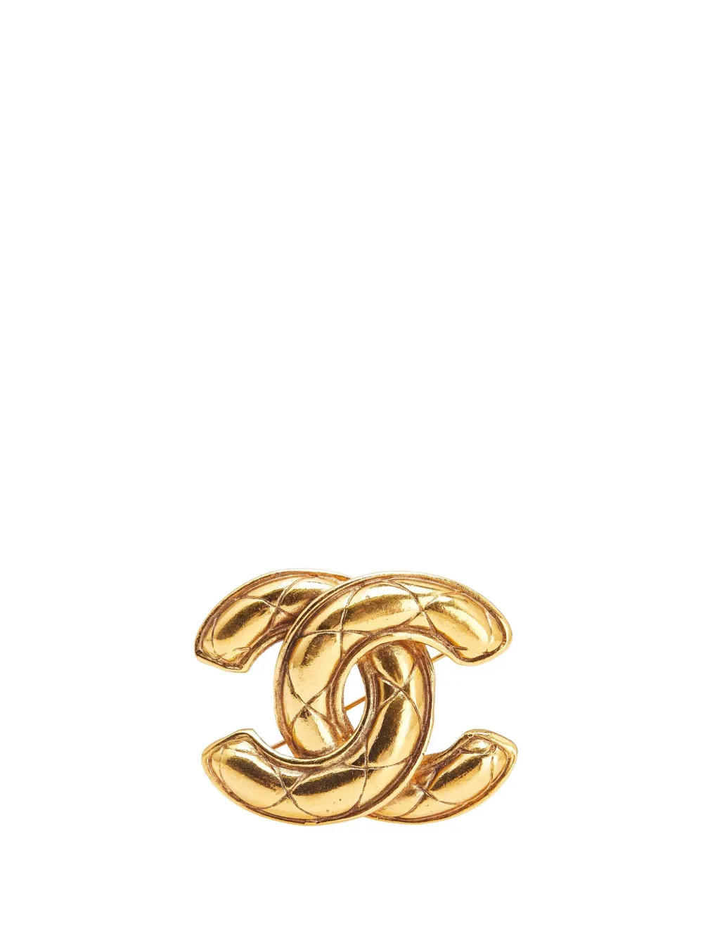 CHANEL Pre-Owned 1950-1970 ゴールドプレーテッド ココマーク マトラッセ コスチューム ブローチ - CHANEL Pre-Owned 1950-1970 ゴールドプレーテッド ココマーク マトラッセ コスチューム ブローチ -