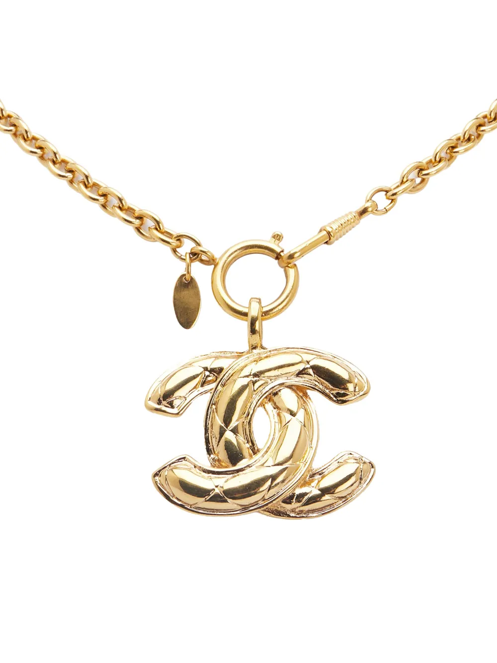 CHANEL Pre-Owned 1970-1980 ゴールドプレーテッド マトラッセ ココマーク ペンダント コスチューム ネックレス - CHANEL Pre-Owned 1970-1980 ゴールドプレーテッド マトラッセ ココマーク ペンダント コスチューム ネックレス -