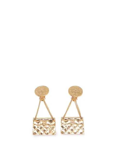 CHANEL Pre-Owned 1980-1990 Gold Plated Flap Bag Drop Clip On Earrings costume earrings