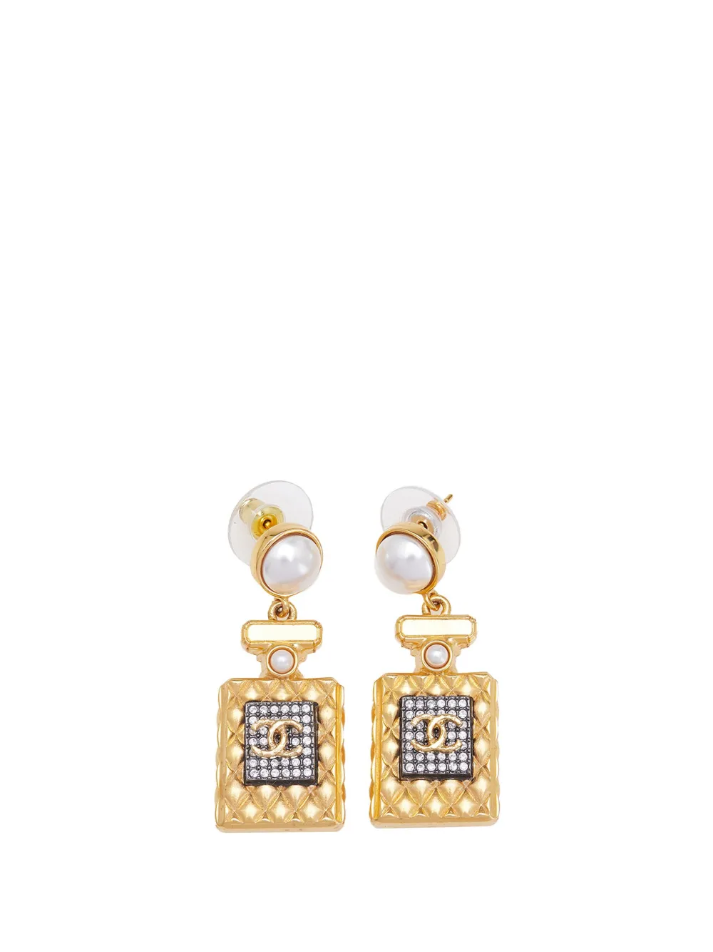 CHANEL Pre-Owned 2020 ゴールドプレーテッド&フォーパール クリスタル ココマーク パフュームボトル CHANEL Pre-Owned 2020 ゴールドプレーテッド&フォーパール クリスタル ココマーク パフュームボトル