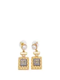 CHANEL Pre-Owned 2020 Gold Plated and Faux Pearl Crystal CC Perfume Bottle Drop Push Back Earrings costume earrings