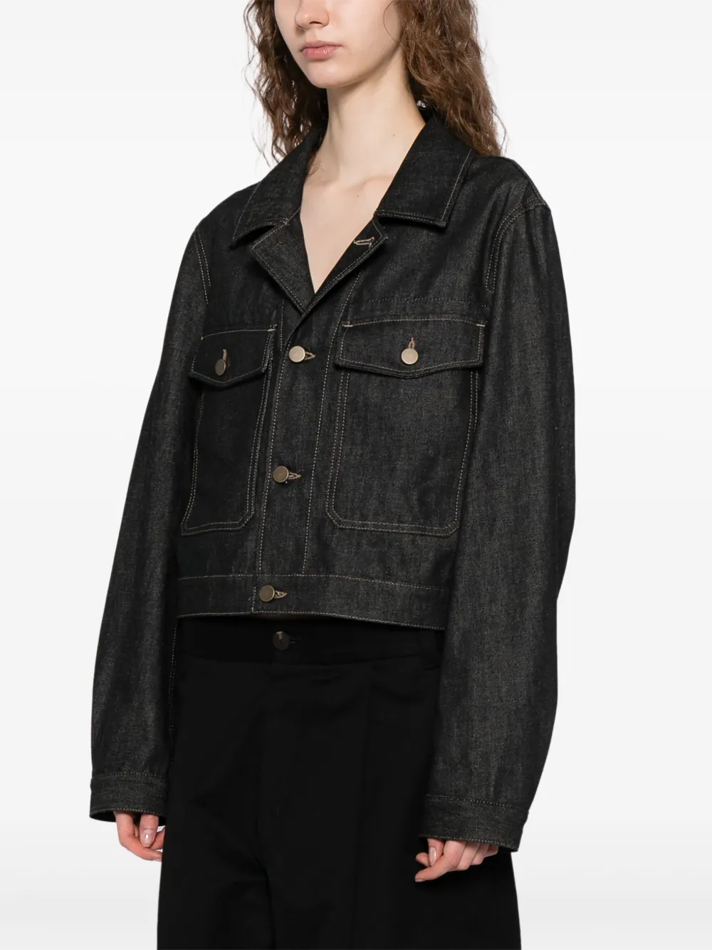 LEMAIRE Cropped spijkerjack Zwart