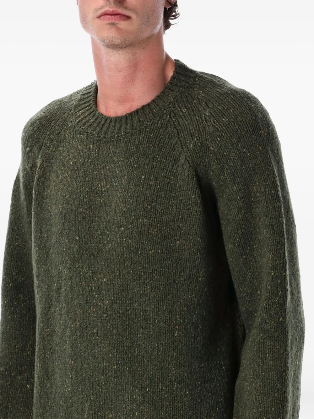 Apc Textured Knit Sweater Raglan Sleeves In Green