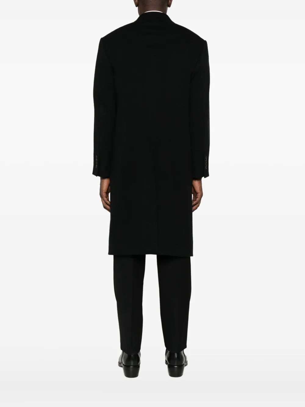 Reveres 1949 Double-breasted Wool Coat In Black