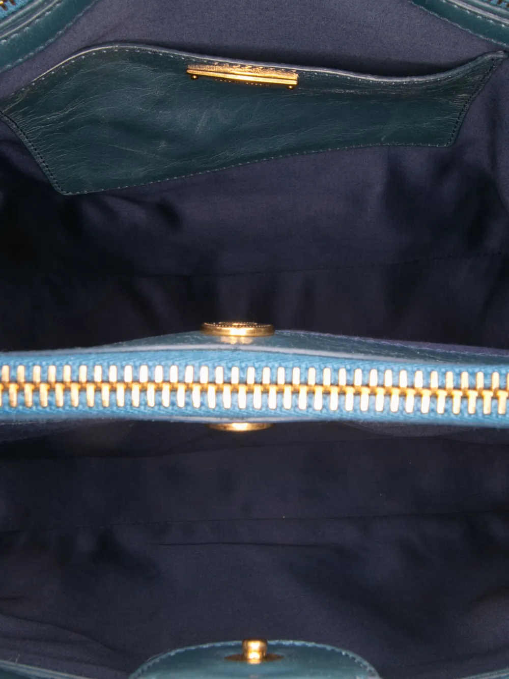 Pre-owned Miu Miu 2010-2025 Vitello Shine Satchel In Blue