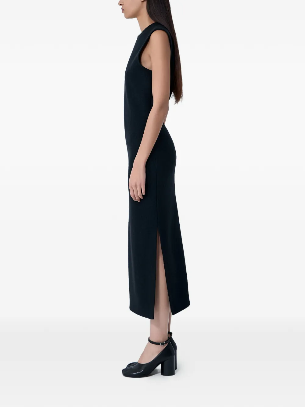 Rier Midi-jurk met ronde hals - Zwart