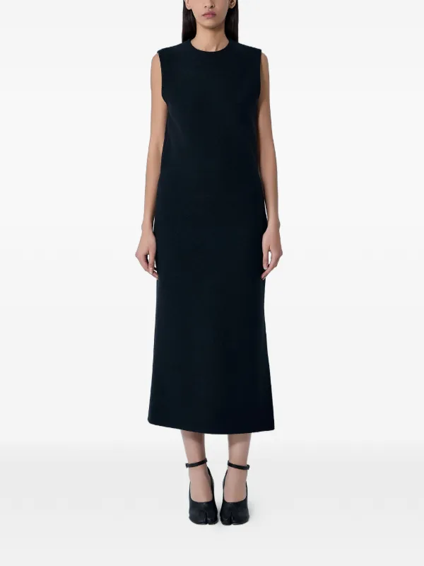 Rier Round-neck Midi Dress in Black