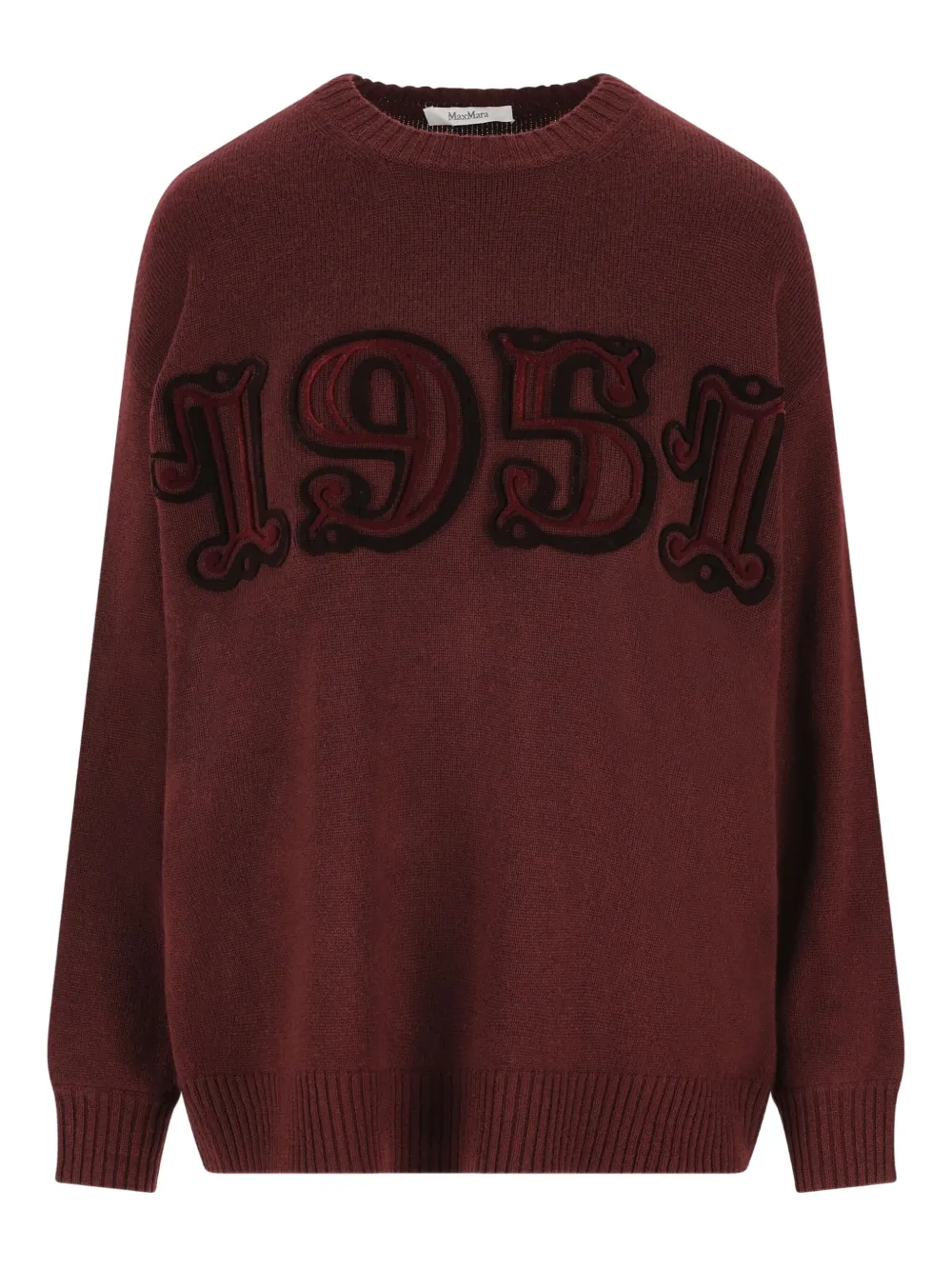 Max Mara Long-sleeve Embroidered Sweater In Brown