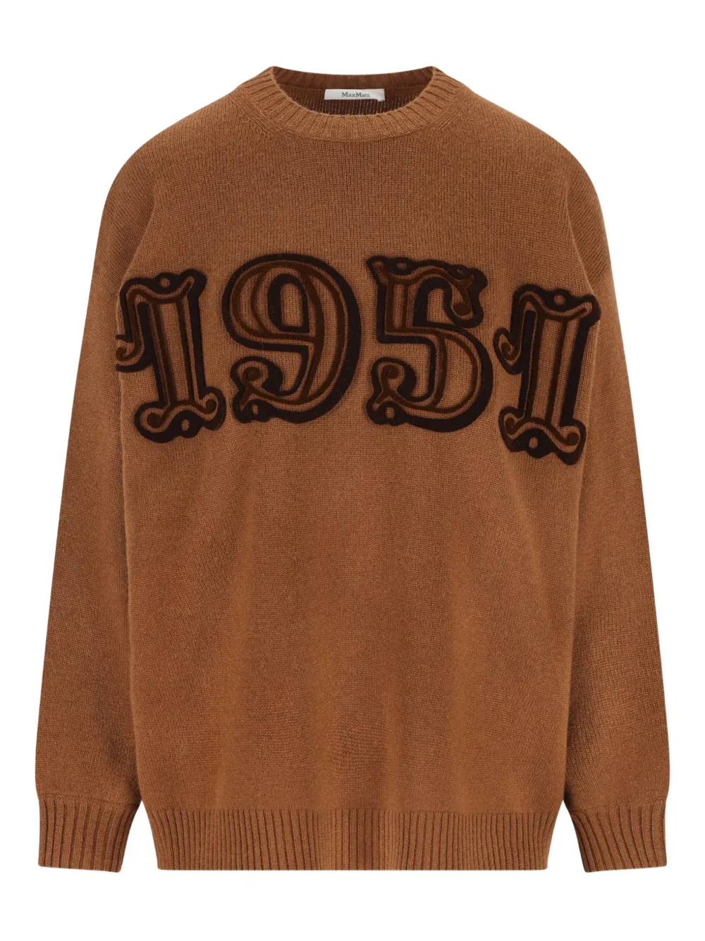Max Mara Cashmere Wool Sweater Embroidered Detail In Brown