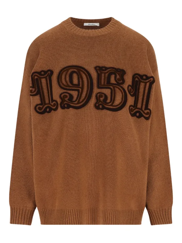 Max Mara Embroidered Wool Sweater in Brown