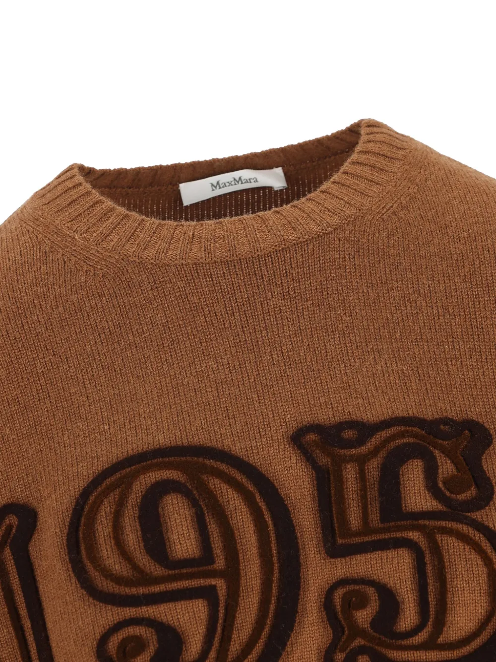 Max Mara Cashmere Wool Sweater Embroidered Detail In Brown