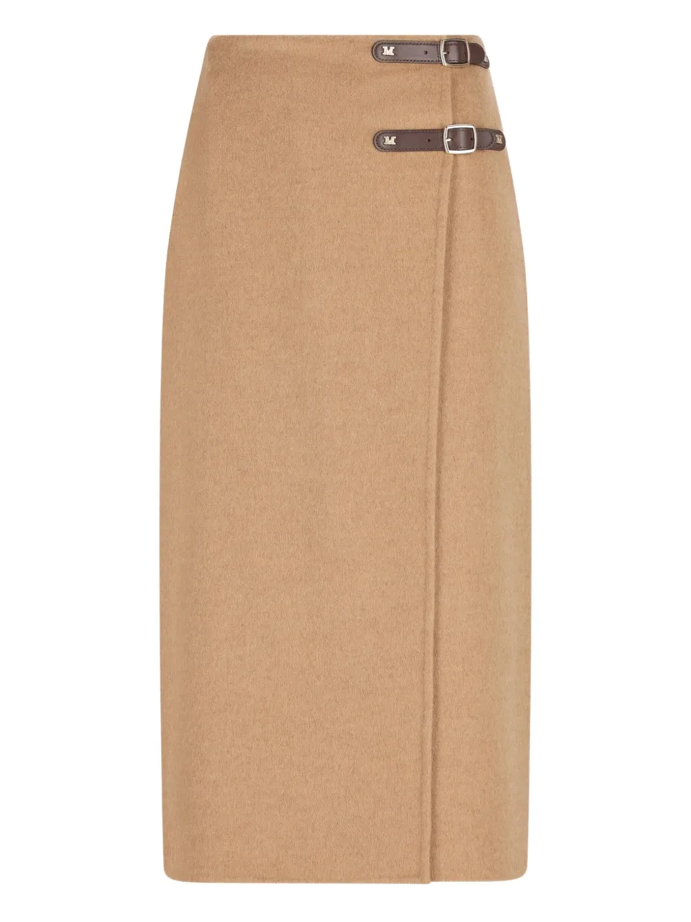 Max Mara Buckle-detail Midi Skirt In Multi