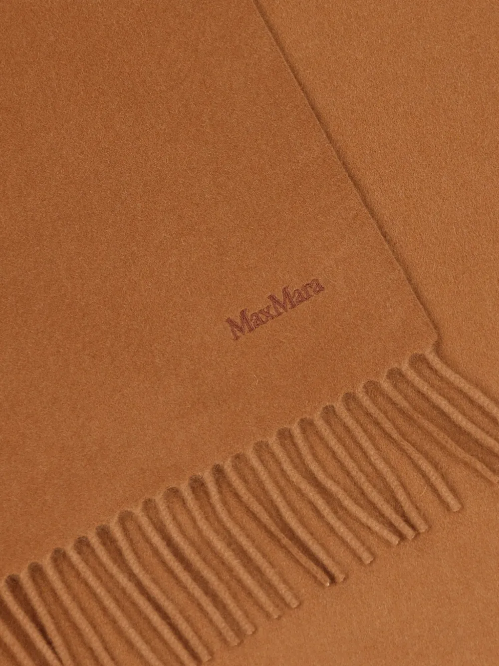 Max Mara Sjaal met geborduurd logo en franje - Bruin