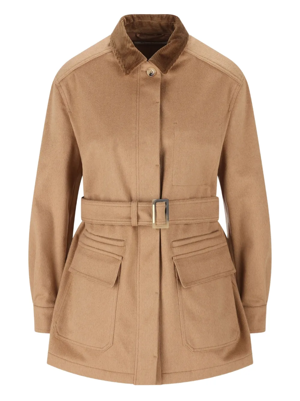 Max Mara LEVA corduroy-collar belted jacket | Brown | Image 1