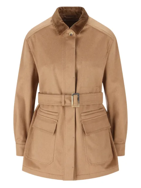 Max Mara LEVA corduroy-collar belted jacket