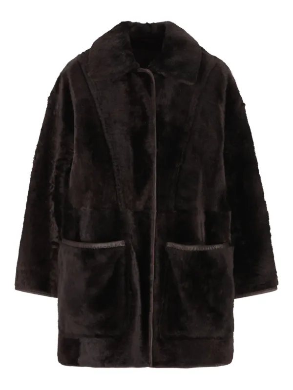 ジャケット・アウター archive Max Mara fur Leather blouson y2k Max Mara Reversible Leather Coat | Brown | FARFETCH