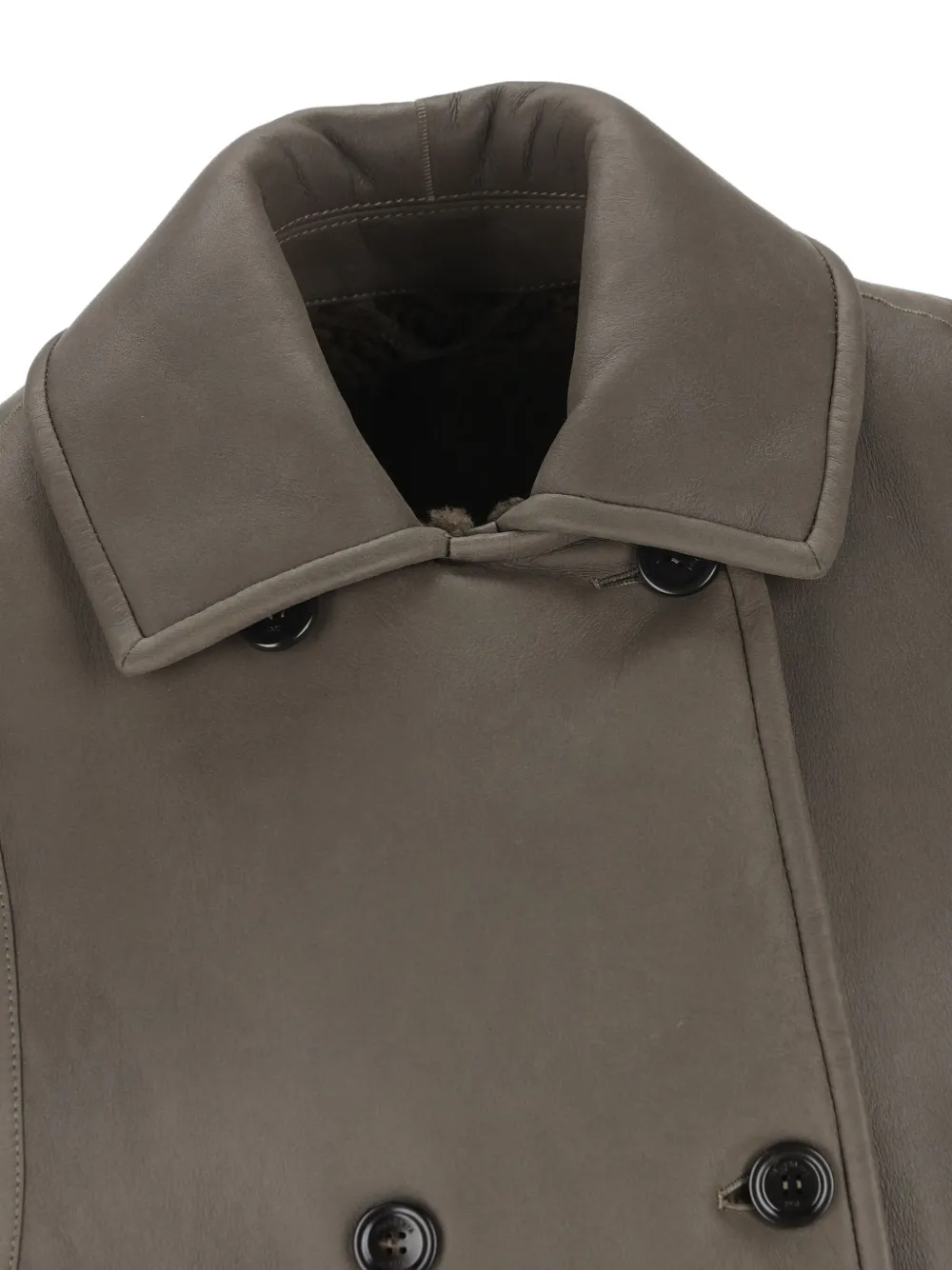 Max Mara Double-breasted Shearling Coat In Gray