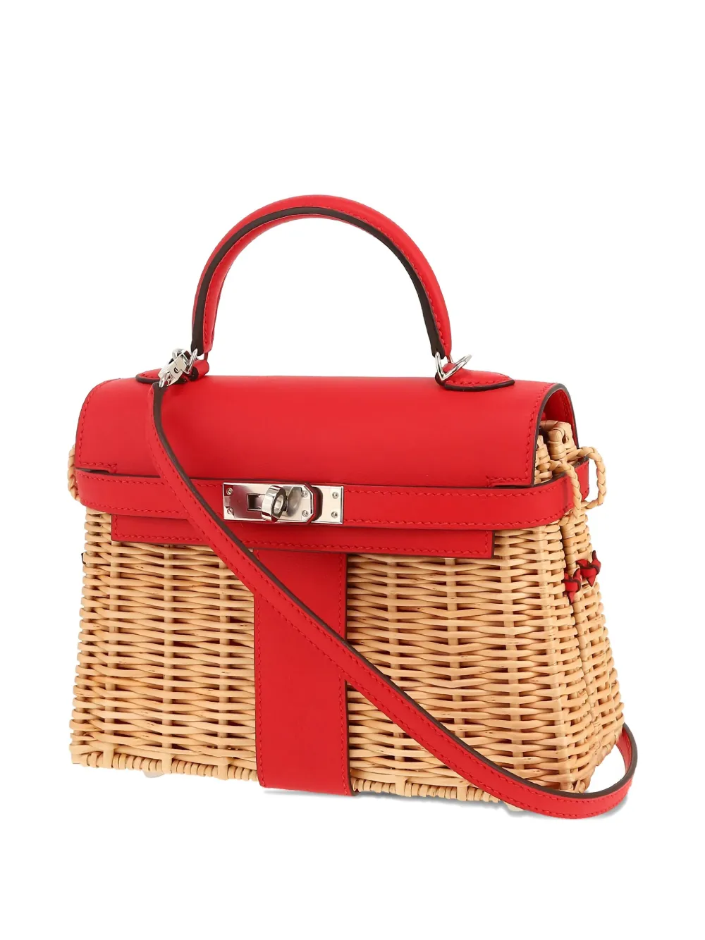 Pre-owned Hermes 2019 Kelly Picnic Handbag In Red