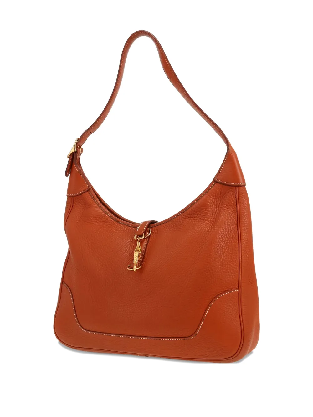 Pre-owned Hermes 1997 Trim Leather Shoulder Bag In Brown