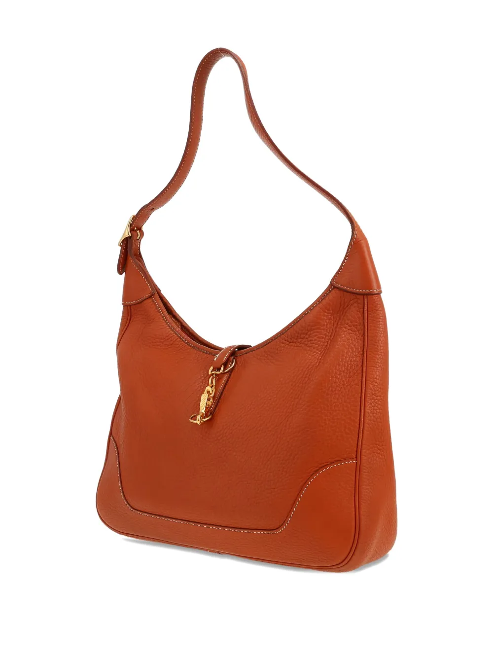 Pre-owned Hermes 1997 Trim Leather Shoulder Bag In Brown