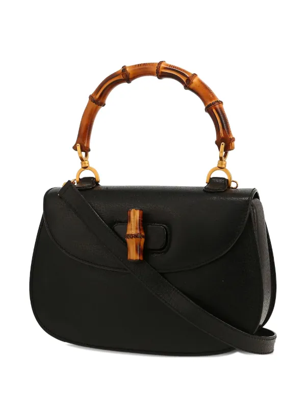 バッグ 2000's GUCCI ONE SHOULDER BAG LEATHER Vintage GUCCI Black Patent Leather One Shoulder Backpack Bamboo