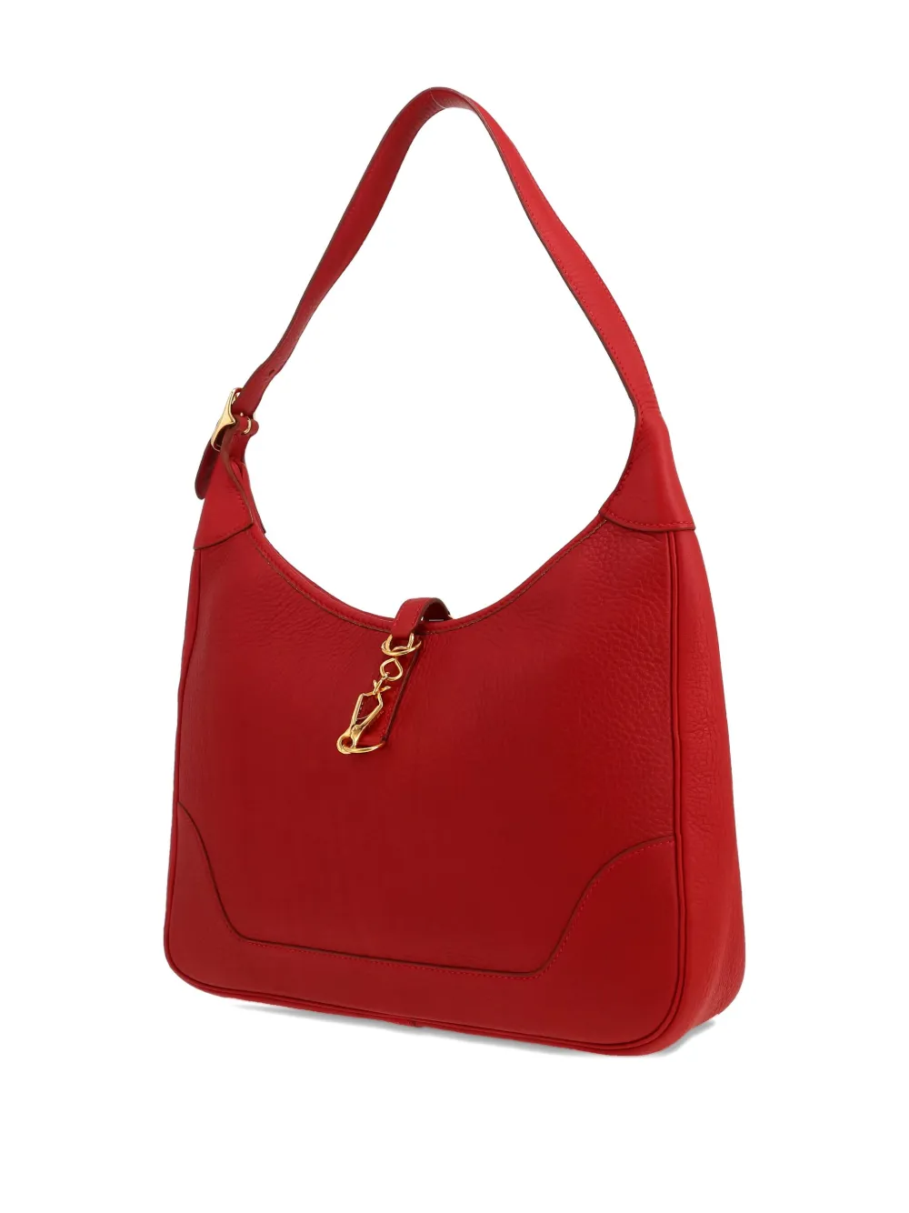 Pre-owned Hermes 1997 Trim Fjord Leather Shoulder Bag In Red
