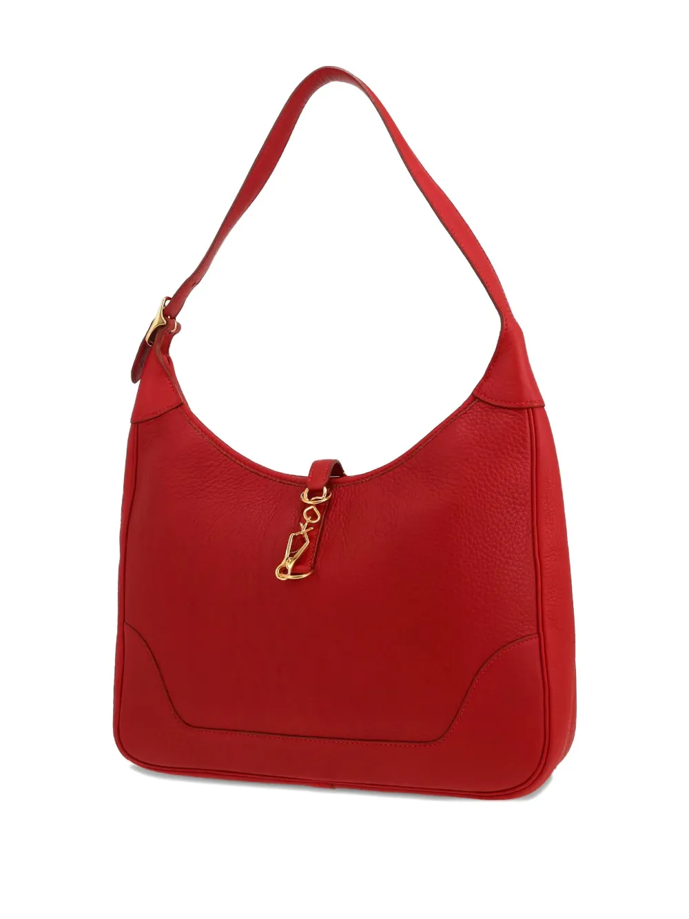 Pre-owned Hermes 1997 Trim Fjord Leather Shoulder Bag In Red