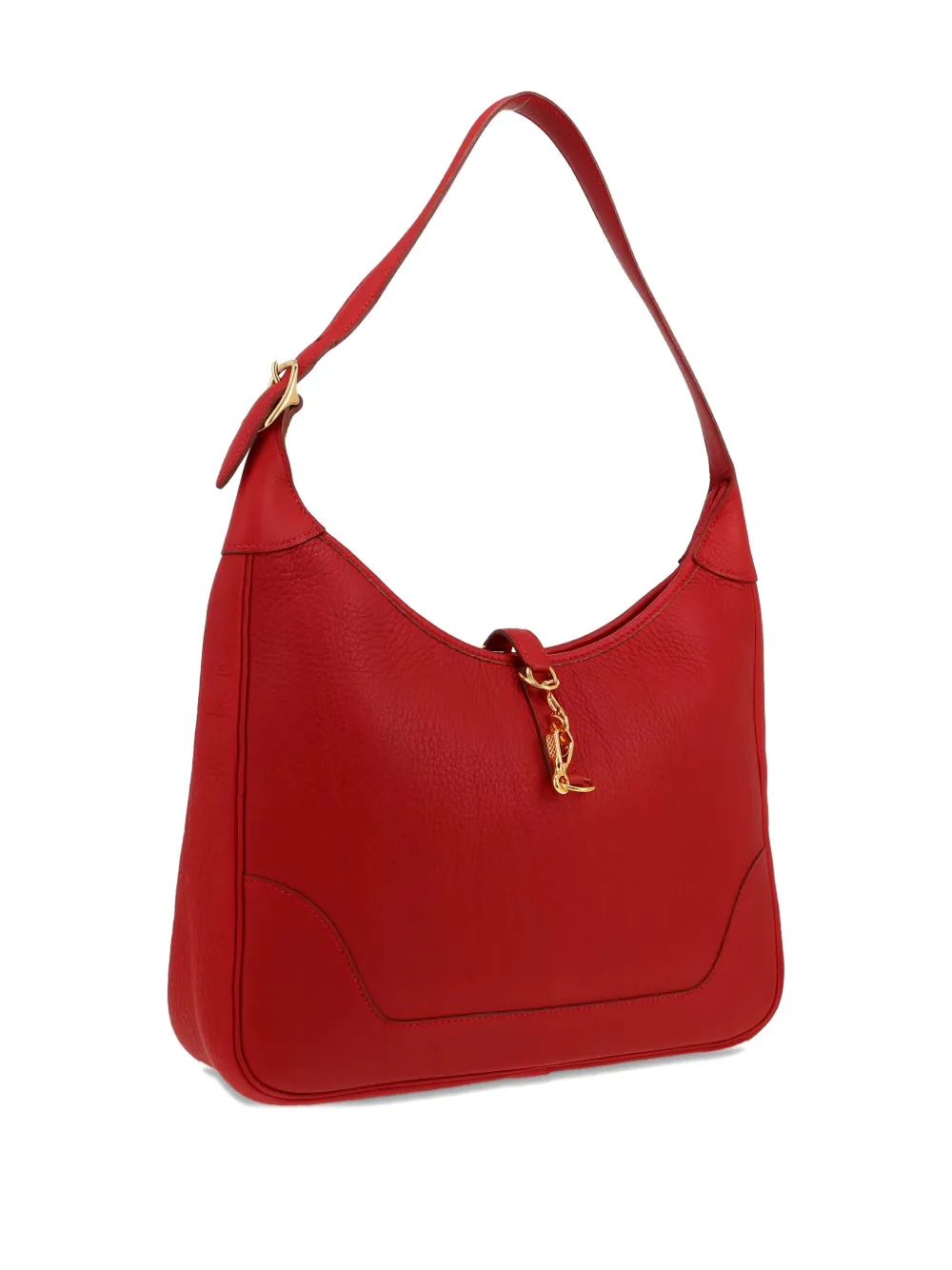 Pre-owned Hermes 1997 Trim Fjord Leather Shoulder Bag In Red