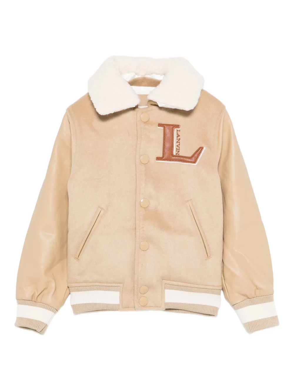 Lanvin Enfant Kids' Logo-embroidered Bomber Jacket In Neutral