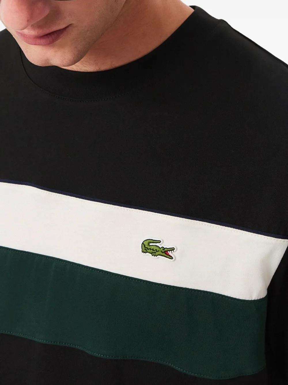 Lacoste Three-stripe T-shirt In Black