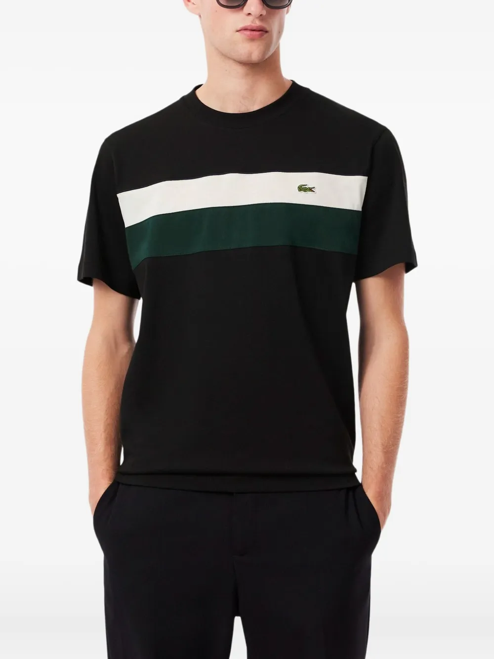 Lacoste three-stripe T-shirt - Zwart