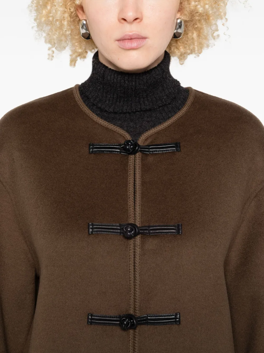 Rohe Brown Jacket With Front Toggle Closure In Wool Woman In Brown