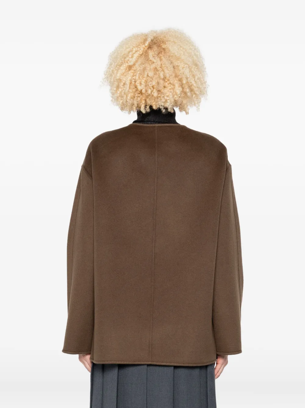 Rohe Brown Jacket With Front Toggle Closure In Wool Woman In Brown