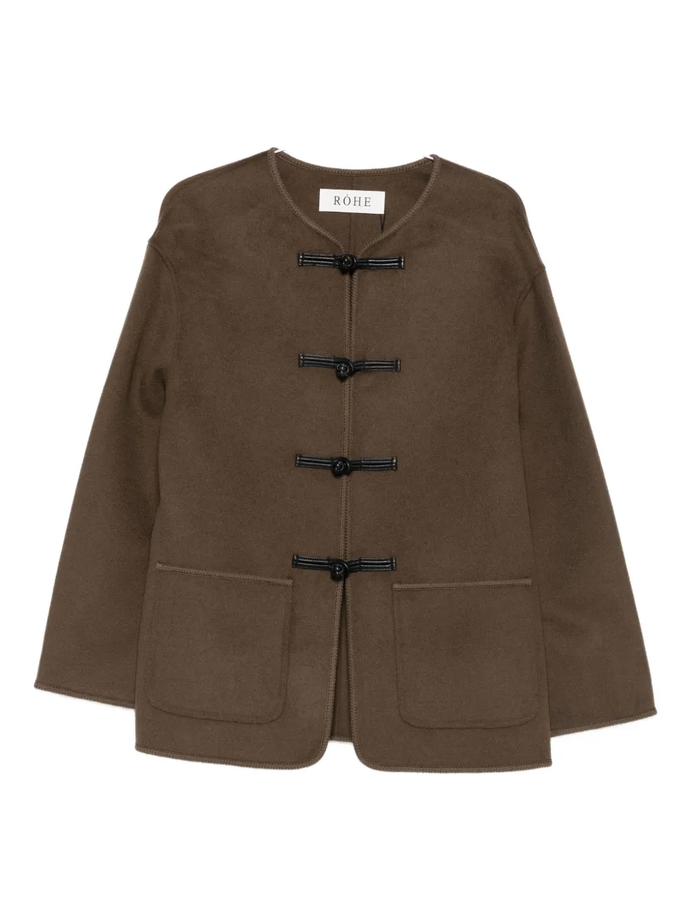 Rohe Brown Jacket With Front Toggle Closure In Wool Woman In Brown