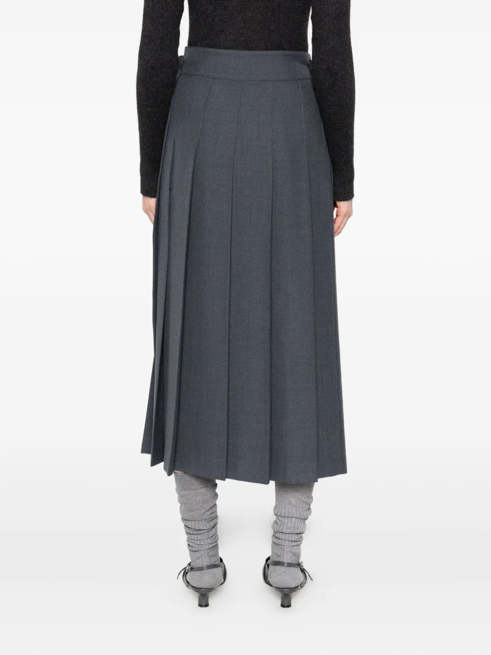 Rohe Buttoned Midi Pleated Skirt In Gray