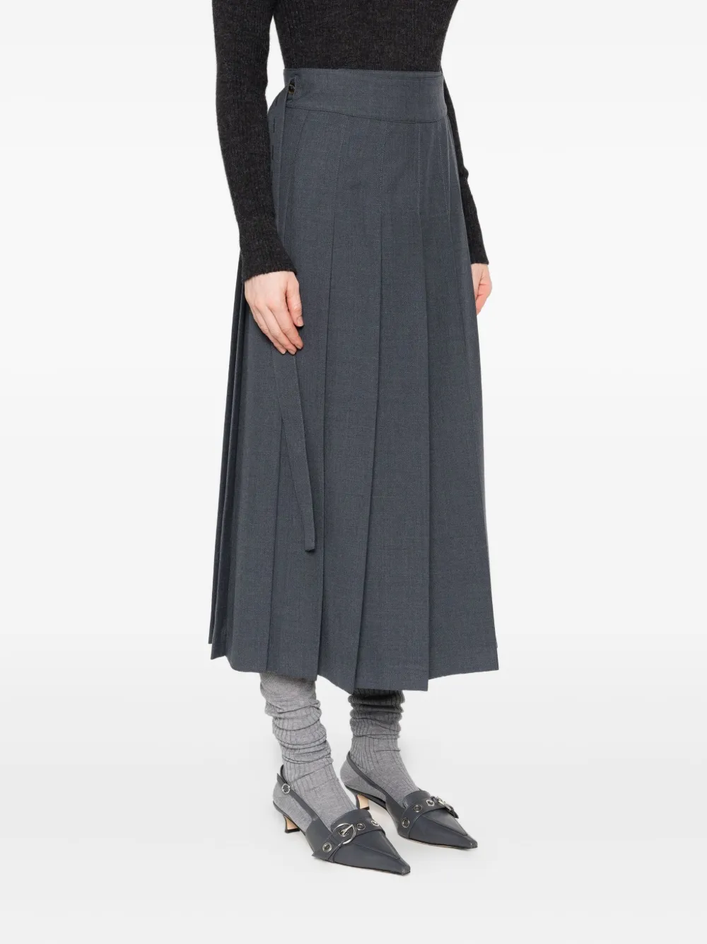 Rohe Buttoned Midi Pleated Skirt In Gray