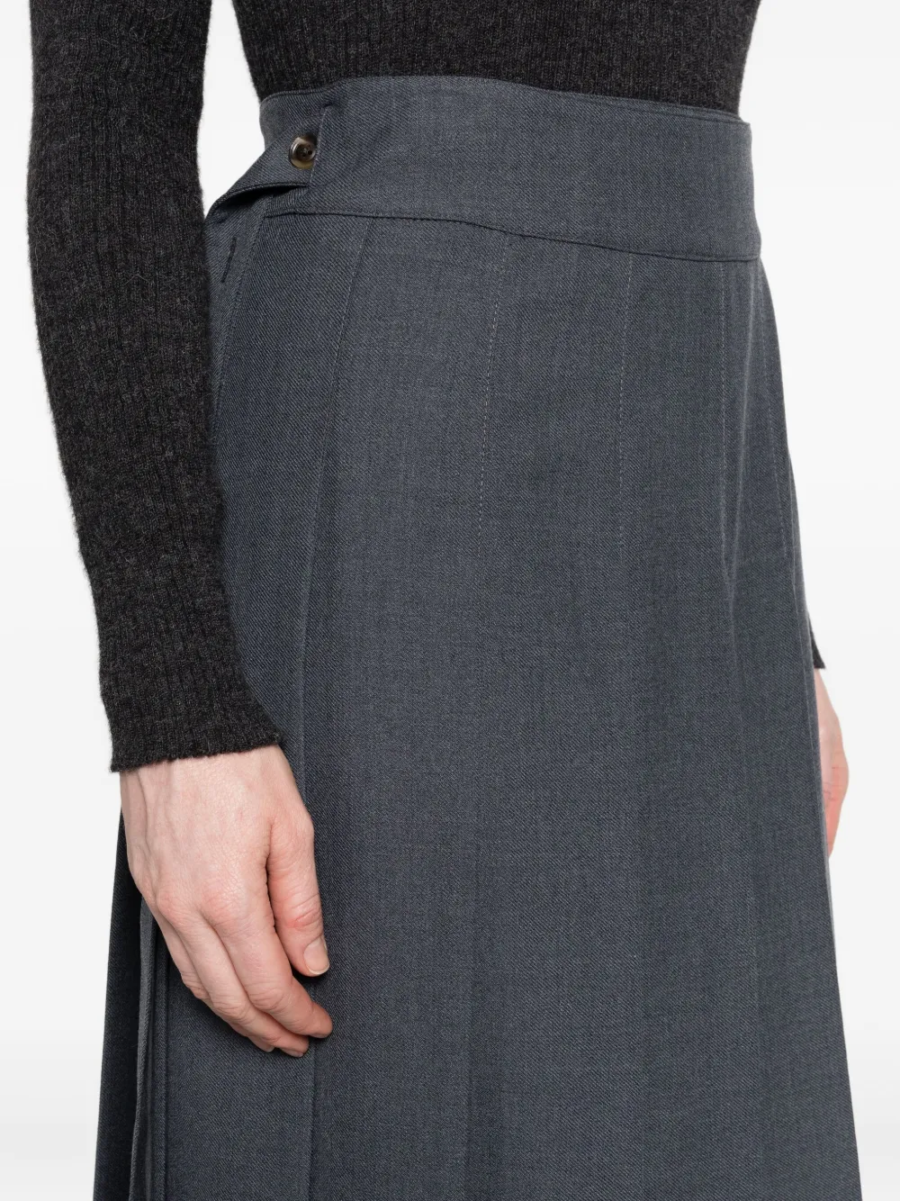 Rohe Buttoned Midi Pleated Skirt In Gray