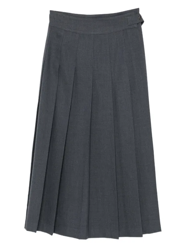 Róhe Buttoned Midi Pleated Skirt in Grey