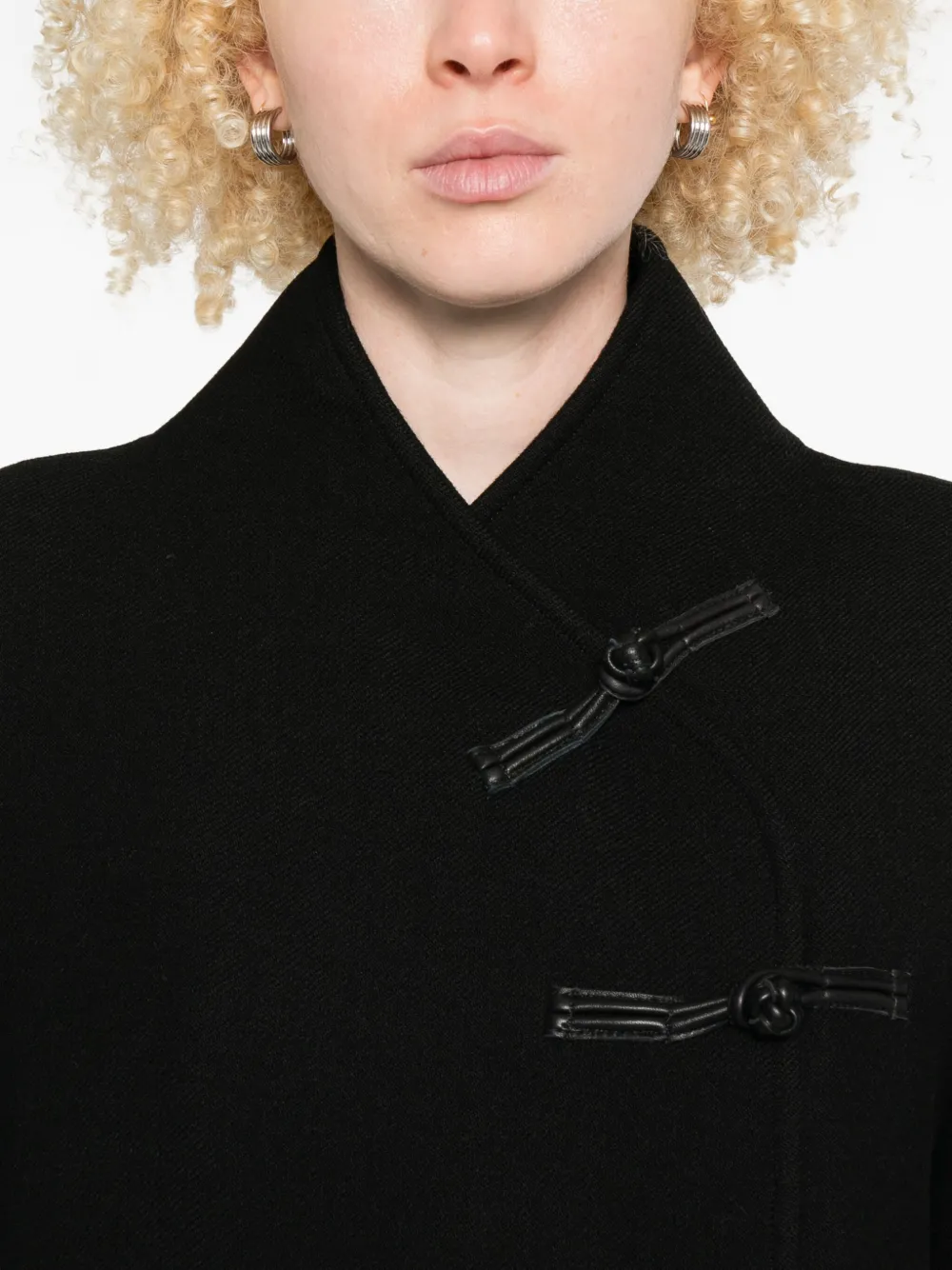 Rohe Band-collar Toggle Coat In Black