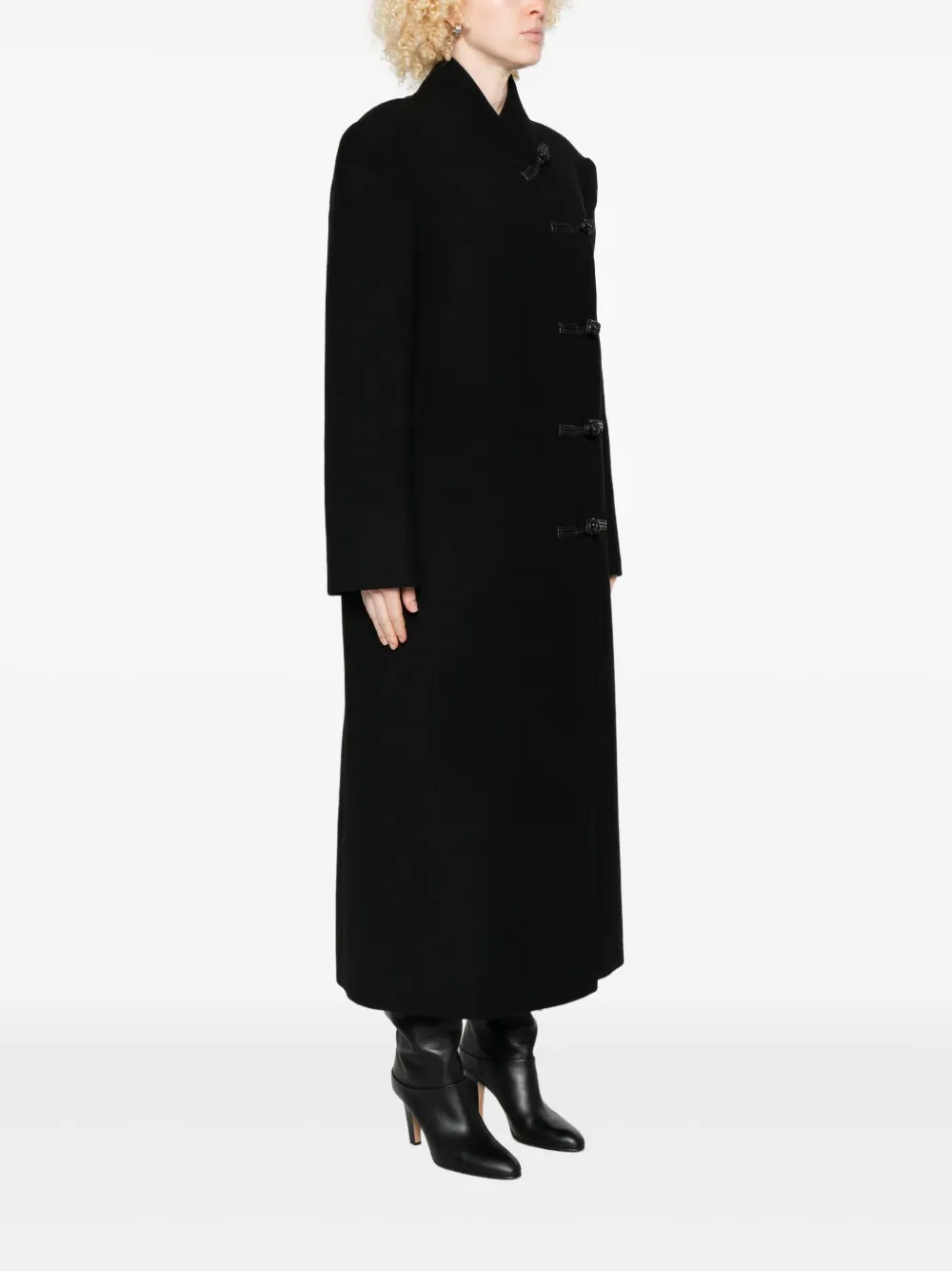 Rohe Band-collar Toggle Coat In Black