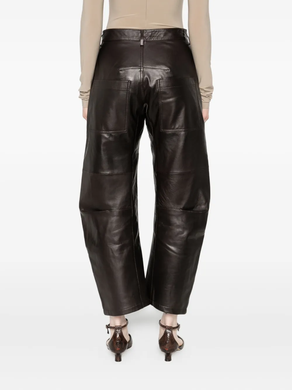 Nili Lotan Shon Leather Pant In Brown