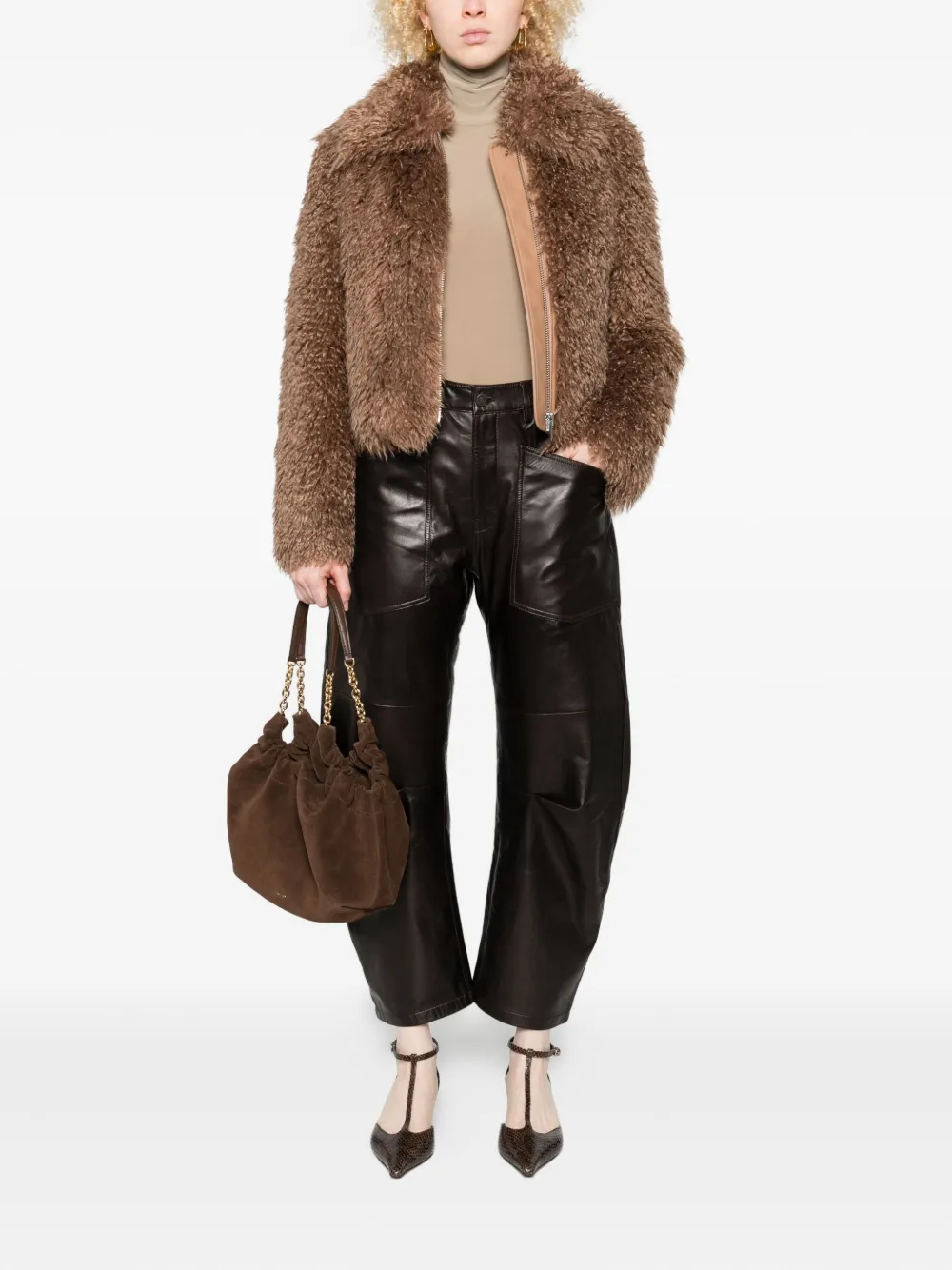 Nili Lotan Leren broek - Bruin