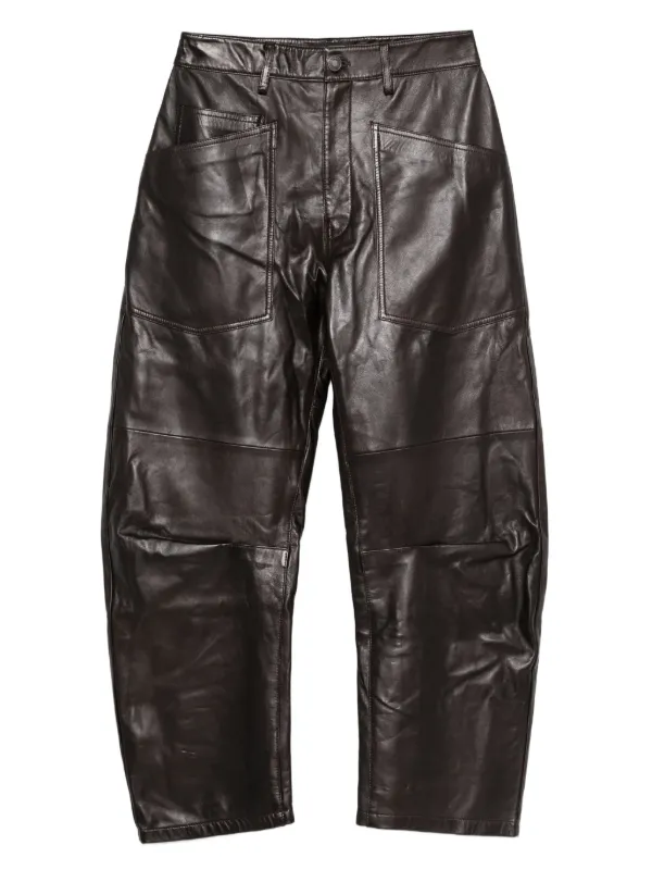 Nili Lotan Leather Trousers | Brown | FARFETCH RO