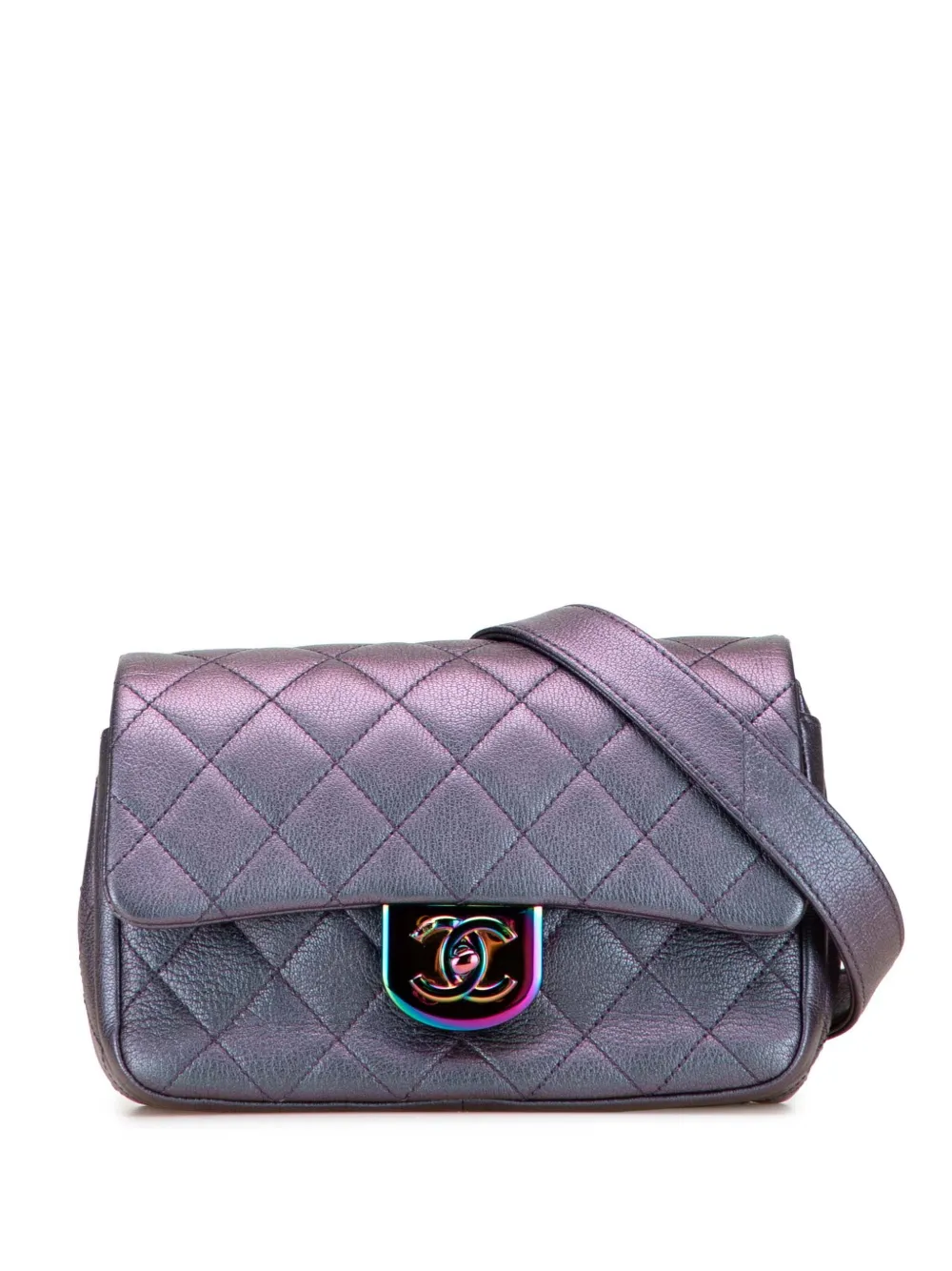 CHANEL Pre-Owned 2015-2016 スモール イリディセント ゴートスキン ダブルキャリー ウエストチェーン フラップ CHANEL Pre-Owned 2015-2016 スモール イリディセント ゴートスキン ダブルキャリー ウエストチェーン フラップ