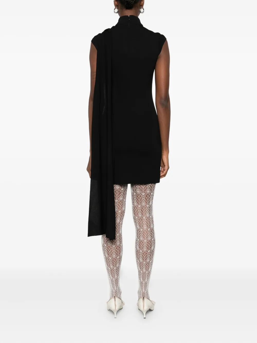 Jean Paul Gaultier Asymmetrische mini-jurk met hoge hals Zwart