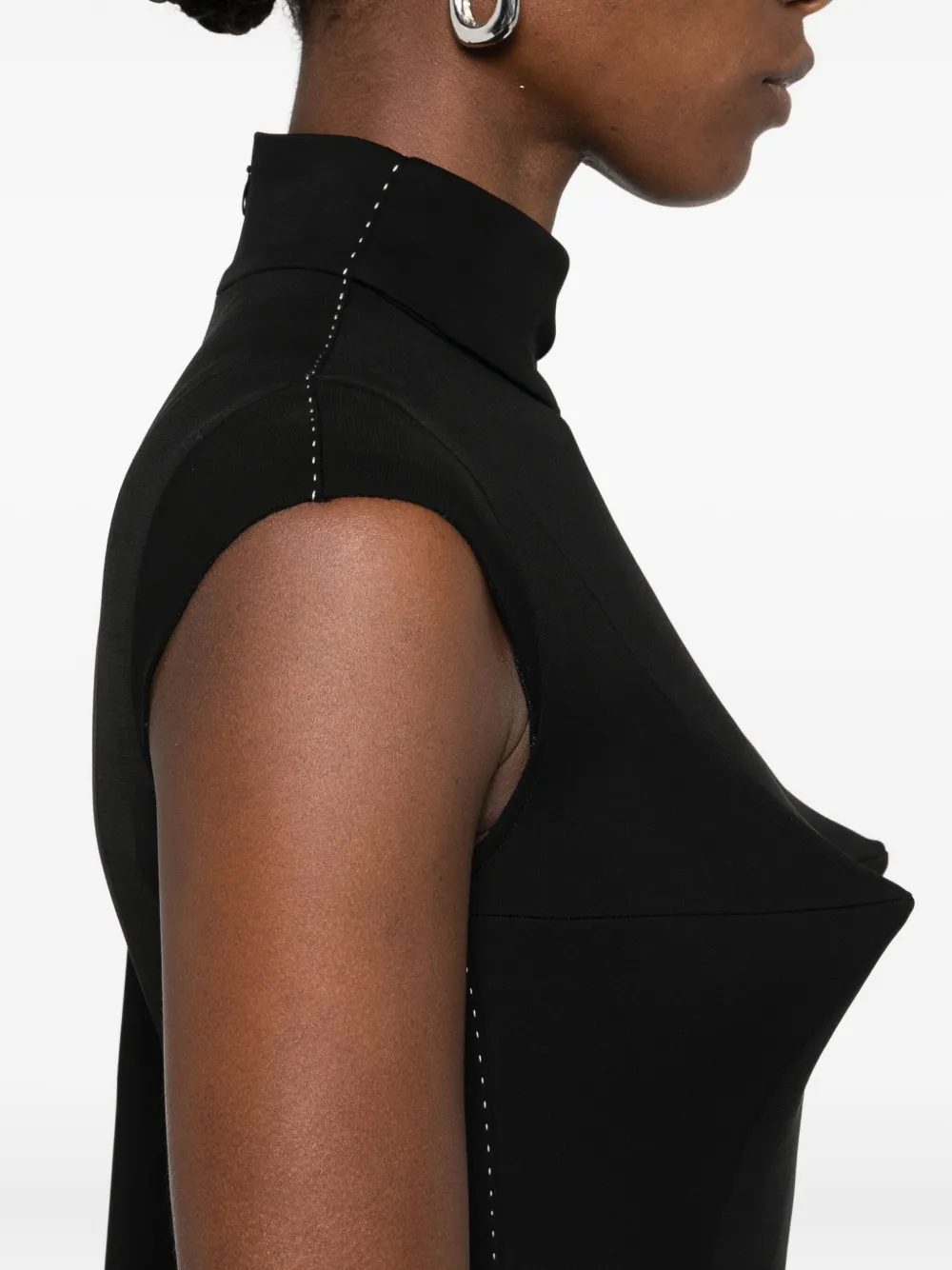 Jean Paul Gaultier Asymmetrische mini-jurk met hoge hals Zwart