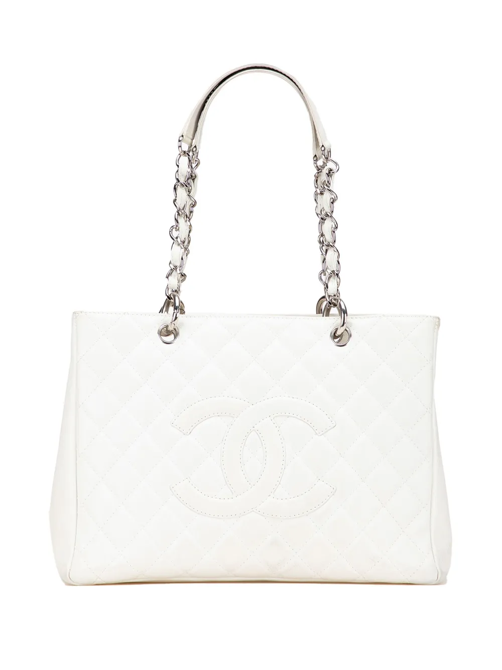 CHANEL Pre-Owned 2006-2008 キャビア グランド ショッピング トートバッグ - ホワイト CHANEL Pre-Owned 2006-2008 キャビア グランド ショッピング トートバッグ - ホワイト